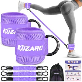 Resistance Bands Set with Ankle Straps, Glutes Workout Equipment, Ankle Weights Bands for Working Out, Butt Exercise Equipment for Women Legs and Glutes (Purple)