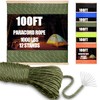 CooBigo Paracord Rope 1000 lb 4mm 12 Strand Parachute Cord