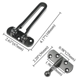 TOVOT 4 Inch Door Safety Lock with Screws Alloy Security Door Lock Bar Lock Security Device for Front Door(Black)