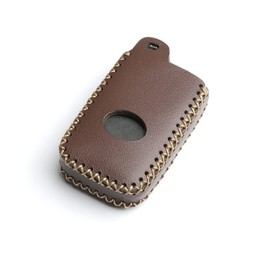 WFMJ Leather for Toyota Camry Avalon Corolla Highlander Prius RAV4 Venza Remote 4 Buttons Key Case Holder Cover Fob Chain (Brown)