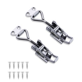 Tension Lock Stainless Steel Set, 2 Pieces Tension Clasps, GH-4001 Box Closure, Small with Keyhole, Toggle Lever Tensioner, M4 Cap Lock, Adjustable Lever Lock for Cupboard, Door, Boxes