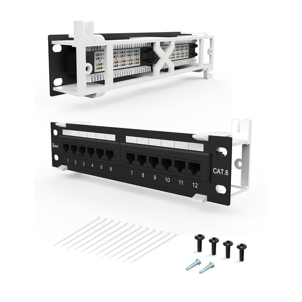 Enmane 12 Port CAT6 Keystone Patch Panel Mini Wall Mount