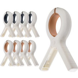 Qgond 9-Pack Large Beach Towel Clips, Heavy Duty Towel Holder Clips for Beach Chairs, Cruise, Pool, Boat, Clothes - Khaki and Blue