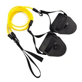 Laroal Land Swimming Trainer With Hand Paddles Resistance Rope Pull Band Fitness Detachable Elastic Band For Improving Arm Strength（Yellow 20lbs）