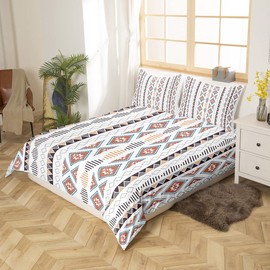 Erosebridal Bohemian Comforter Cover Boho Aztec Striped Bedding Set for Teens Boys,Tribe Geometry Triangle Duvet Cover Mexican Style Bed Set Bohemian Style Room Decor Twin,Southwestern Decor