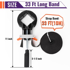 Mxclimate Woodworking Strap Clamps, 33ft Quick Release Band Clamp with 4 Corner Claws | Adjustable Picture Frame Clamp Tool for Picture Frame, Cabinets, Birdhouse, Barrels.