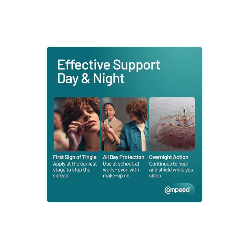 Compeed Hydrocolloid Cold Sore Treatment Patches (30 Invisible Plasters for