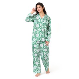 Huar Cotton Pajamas for Women Set - Luxurious Womens Pajama Sets - Breathable And Light Cotton Pj Sets (US, Alpha, XX-Large, Regular, Regular, Bright Green)