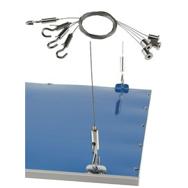 Rope suspension set for LED panel pendant light, length adjustable 10 cm to 125 cm with hook, dowels, screw