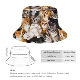 Cute Cats Men's Women's Bucket Hat Summer Vacation Travel Beach Sun Hat Packable Lightweight Outdoor Hat