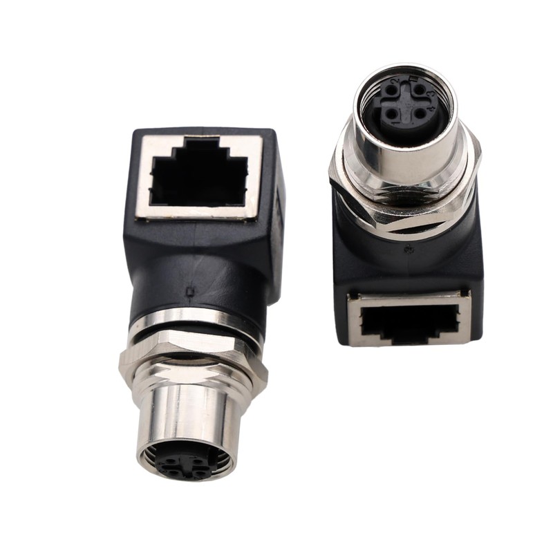 HangTon M12 to RJ45 Ethernet Adapter, 4pin D-code Female for