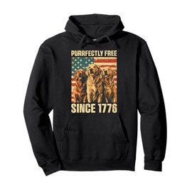 Purrfectly Free Golden Retriever Dog 4th Of July USA Flag Pullover Hoodie