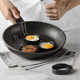 4 Pieces Egg Rings, 3 Inch Steel Egg Molds, Circle Egg Cooker, Non-Stick Egg Shaper with Brush for Roasting Eggs, Breakfast