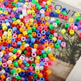 1750+ Pony Beads 6x9mm Multi-Colored Plastic Craft Beads Set for Braids Craft Necklace Jewelry Making Projects（Color Random)
