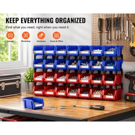 SucceBuy 24pcs Stackable Organizer Bin 30x18 Inch Standing Tiered Shelf for Garage Storage Container