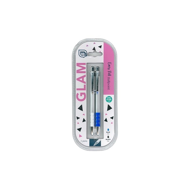 Office Hub Pack of 2 Glam Pen Easy Roll Ballpoint