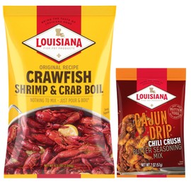 Louisiana Fish Fry Crawfish, Shrimp & Crab Boil Seasoning 4.5lb Bag - Spicy Seafood Powder Seasoning with Chili Crush Drip Boil Combo