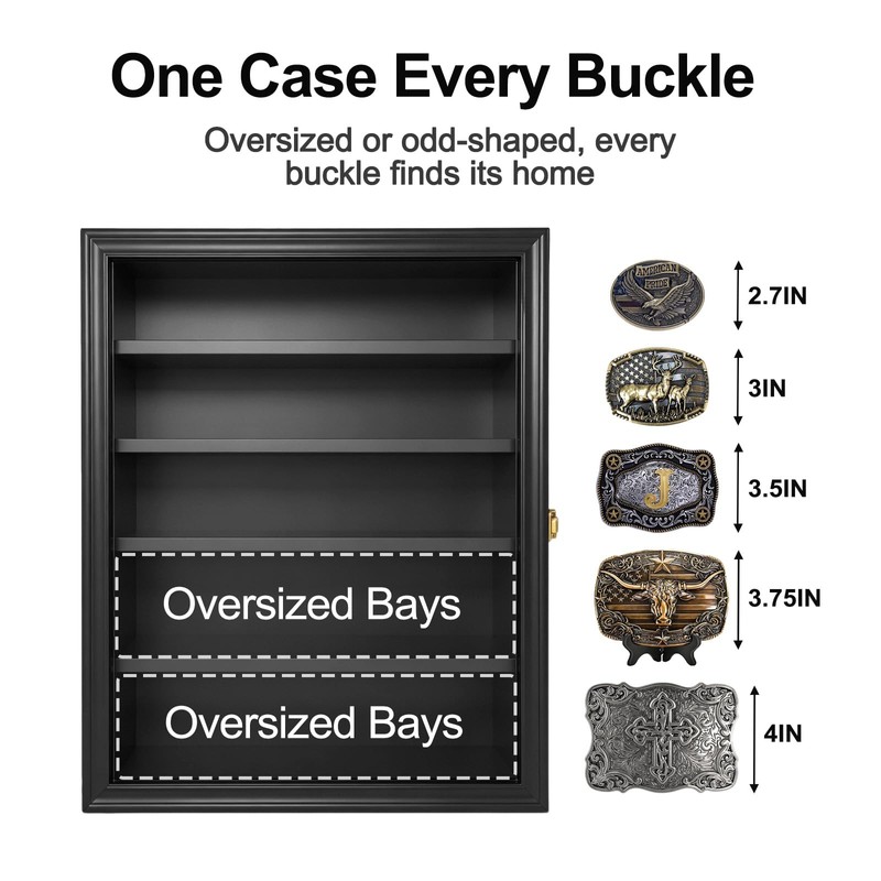 Belt Buckle Display Case Shadow Box 20"x17" Cowboy Trophy Buckles