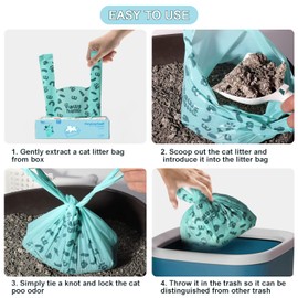 Cat Poop Bags - PAWSHOLIC Cat Litter Bags with Handle,Cornstarch Based Leak Proof Disposal Eco Friendly Poop Pick Up Bag (360PCS, Unscented)