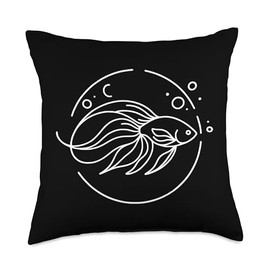 Line Art Fish & Ichthyologist Celestial Pearl Danio Throw Pillow