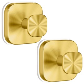 BKV Suction Cup Hooks for Shower,Heavy Duty Shower Hooks for Bathroom Wall,Glass Windows,Smooth Doors to Hang Towels,Robes,Coat,Reusable Suction Cup Wreath Hanger for Christmas Wreaths-Gold(2 Pack)