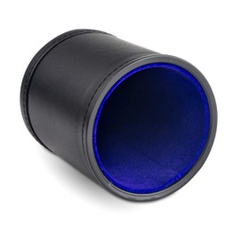 Small and Quiet Felt-Lined Synthetic Leather Dice Cup for Yahtzee, DND, Backgammon, Farkle, Poker (Navy Blue)
