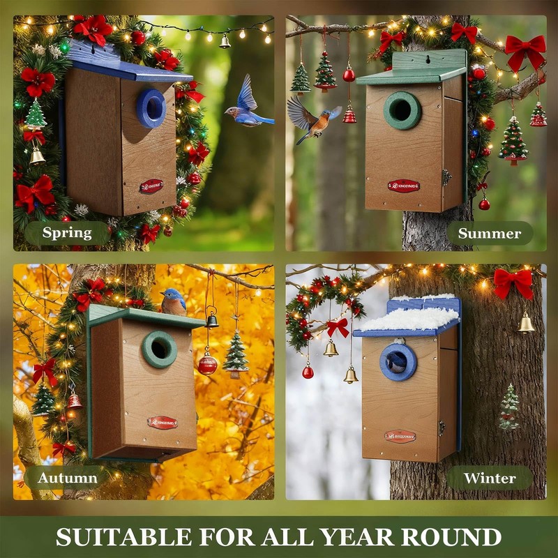 Kingsyard Recycled Plastic Bird House for Outdoor - Durable Nesting