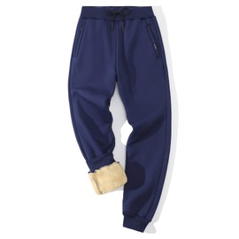 Gihuo Men Sweatpants Sherpa Fleece Lined Sweatpants Winter Thermal Active Outdoor Sports Track Jogger Pants(Navy-M)