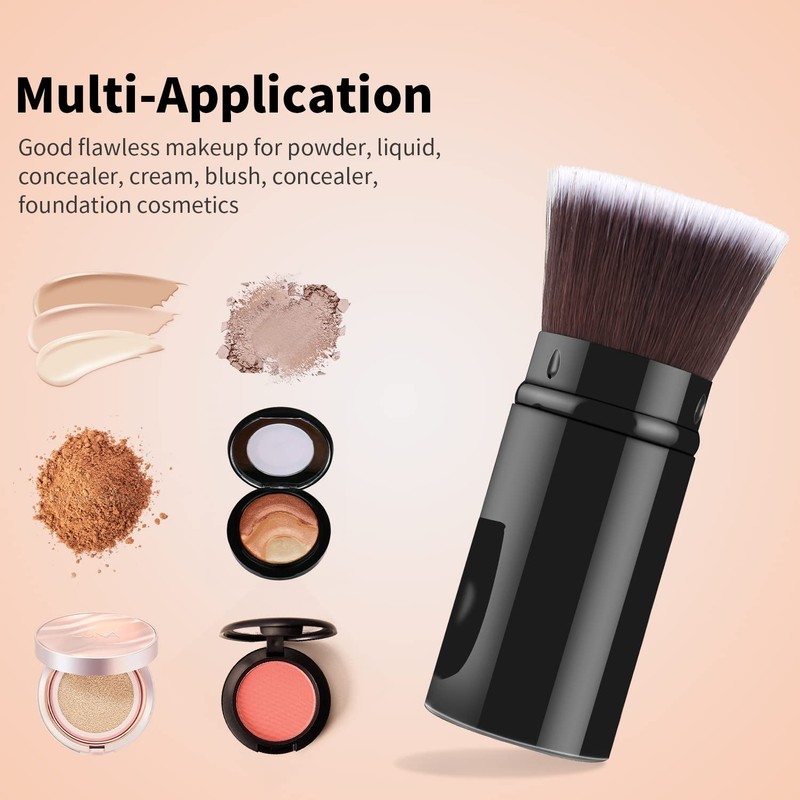 Falliny Retractable Makeup Brush, Travel Kabuki Powder Foundation Brush, Portable