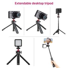 Mini Camera Tripod, Desktop Vlogging Tripod with 360° Ball Head 1/4 Screw Cold Shoe Mount, Video Tripod Extendible 22 cm to 44 cm, Small Tripod for DLSR Canon Nikon Sony Camera Smartphone Webcam