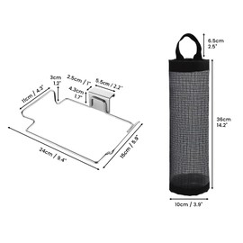 Daily Treasures Large Stainless Steel Trash Bag Holder (with Storage Bag) for Kitchen Cabinets Doors and Cupboards, 9.4"x5.9" Kitchen Trash Cans,Plastic Bag Holder