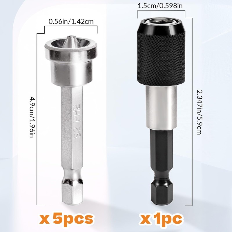 PH2 Magnetic Positioning Screwdriver Bits Drywall Screw Setter Plasterboard Screw