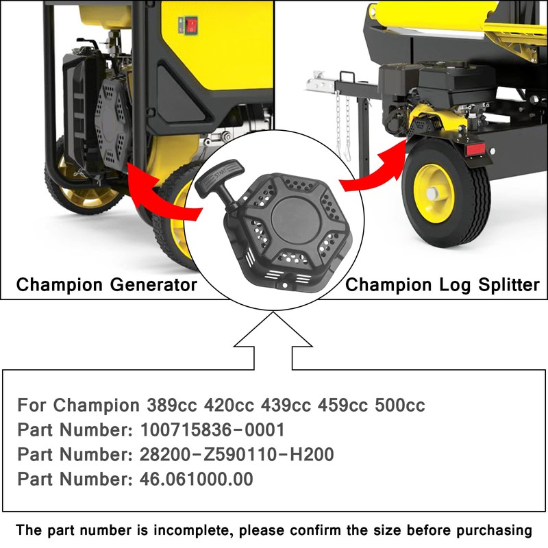 WOTIAN Recoil Starter Compatible with Champion Generator 420cc 439cc 459cc