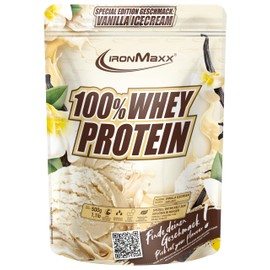 IronMaxx 100% Whey Protein Pulver - Vanilla Ice Cream 500g Beutel | zuckerreduziertes, wasserlösliches Eiweißpulver aus Molkenprotein | viele verschiedene Geschmacksrichtungen
