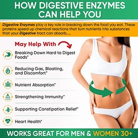 Wholesome Wellness Digestive Enzymes 1000MG Plus Prebiotics & Probiotics Supplement, 180 Capsules, Organic Plant-Based Vegan Formula for Digestion & L