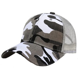 Kids Camo Baseball Cap Camouflage Mesh Sun Hat Child Cotton Snapback Cap Adjustable Peak Cap Baseball Hat Summer UV Protection Hat Outdoor Sport Cap For Holiday Travel Beach Boys Girls 5-12 Years Old