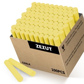 ZEZUT Yellow Chalk 100PCS, Low Dust Chalks Stick Bulk for Chalkboard Blackboard Non-Toxic