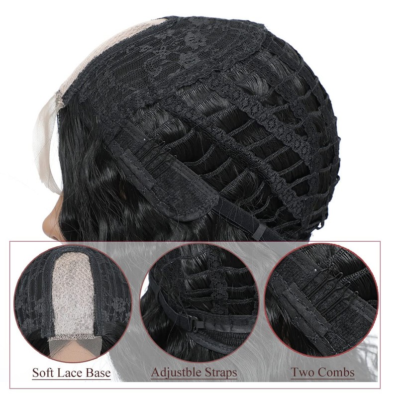 INSTASTYLE 30 Inch Synthetic Curly Wigs for Women Long Black