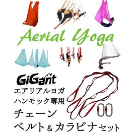 GiGant 2 Daisy Chain + Carabiner 2 Piece Set, Height Adjustment, Strap Belt, Aerial Yoga, Aerial Yoga, 43.3 inches (110 cm), Red)