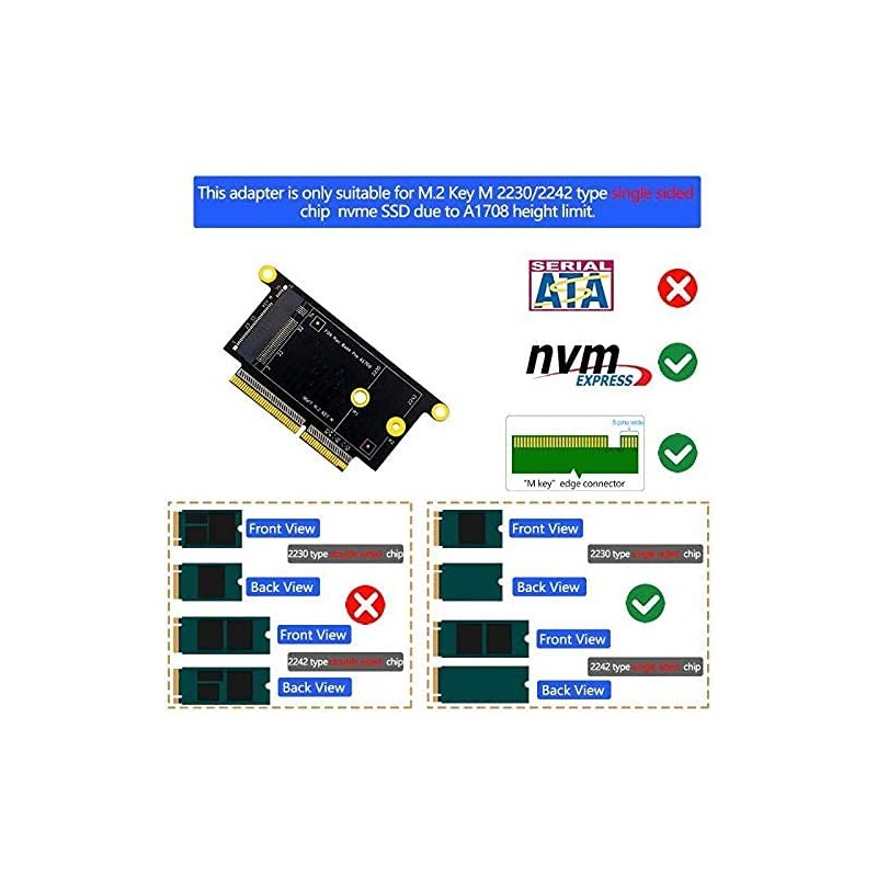 Kananana M.2 NVMe Adapter for MacBook Pro A1708 Model, USB,