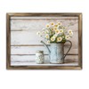 Rustic Long Wooden Framed Art " Rustic Daisies Flowers Metal