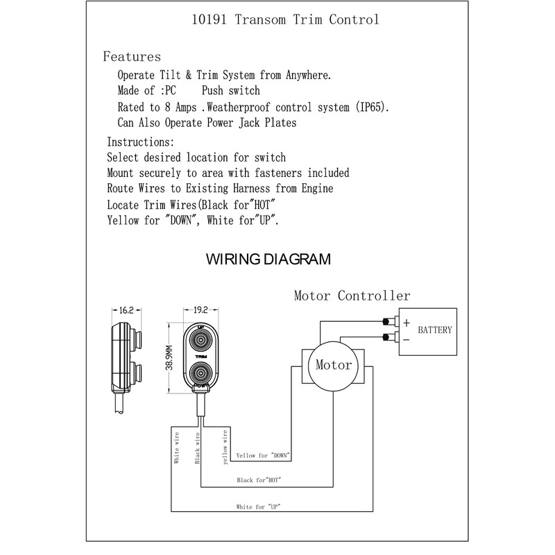 Pactrade Marine Boat Tilt Trim Switch - Black Push Button