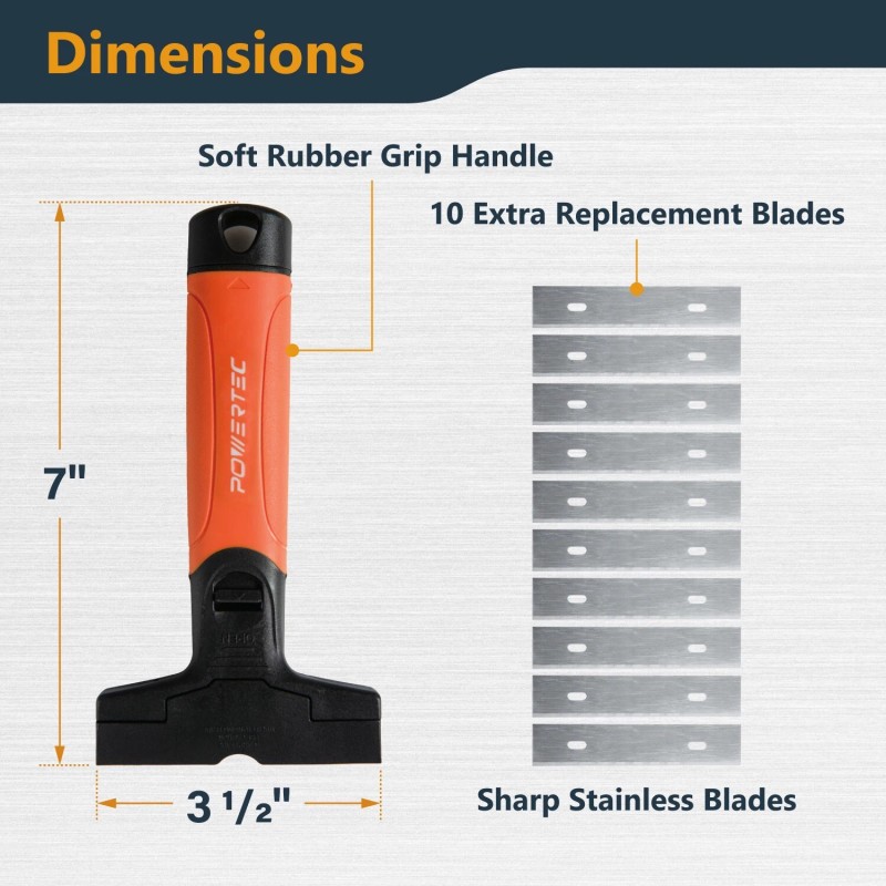 Powertec Razor Blade Scraper Tool Set with 20 Blades -