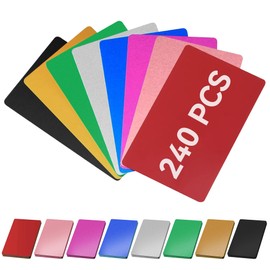 Pack of 240 Business Cards Blank, Metal Aluminium Business Cards Blanks, Business Card Empty Aluminium Alloy Card Laser Engraved Business Card Thick Blank Card - 8 Colours, 8.6 x 5.4 cm