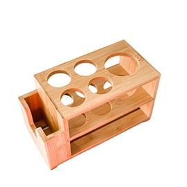 Kozy Bath Toothbrush and Toothpaste Holder Stand for Bathroom Vanity Storage, Bamboo, 5 Slots, Large (Bamboo- 8" x 4.5" x 4")