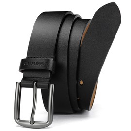 CHAOREN Leather Belts for Men - Mens Belts Leather 1 3/8" for Casual Jeans - Oval Hole Design Easy in Easy out
