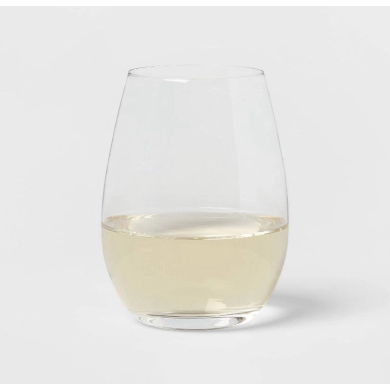 Threshold Signature Set of 4 White Wine Glasses Stemless Crystal