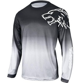 Men's Mountain Bike Shirts Long Sleeve MTB Off-Road Motocross Jersey Quick Dry&Moisture-Wicking Large