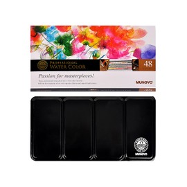 Mungyo Professional Half Pan Size Water Colors Set in Tin Case/Integral Mixing Palette in The lid (48 Colors)