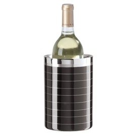 Oggi Stainless Steel Double Walled Wine Cooler, Black Stripe